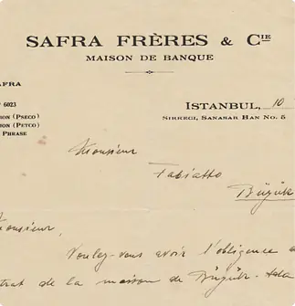 Old handwritten document of Safra Frères Et Cie.