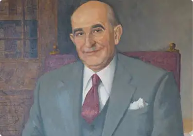 Painted portrait of Jacob E. Safra, seated in an armchair.